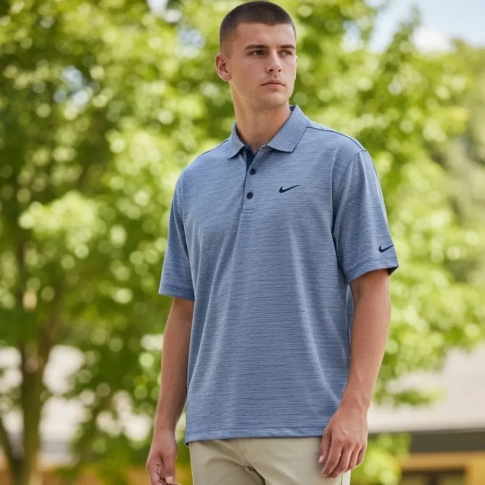 Nike Men's Heathered Blue Polo Golf Shirt